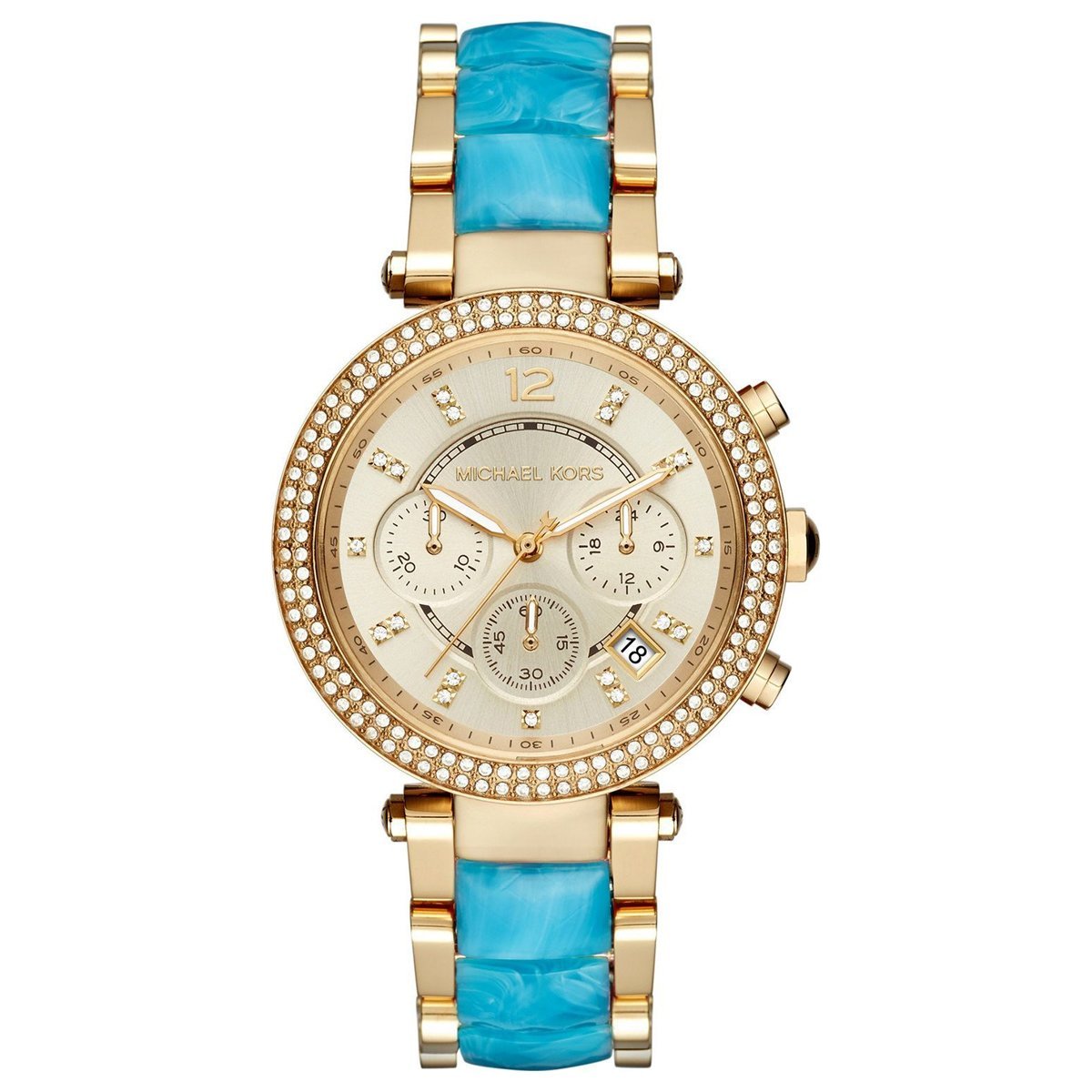 Michael Kors Ladies Watch Chronograph Parker Blue MK6364